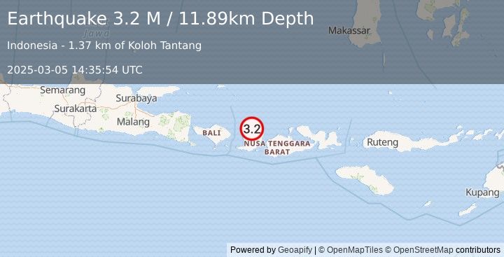 Earthquake Sumbawa Region, Indonesia (3.2 M) (2025-03-05 14:35:54 UTC)