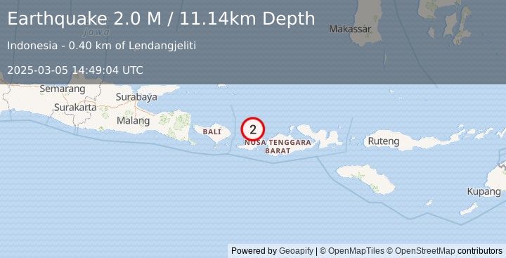 Earthquake Sumbawa Region, Indonesia (2.0 M) (2025-03-05 14:49:04 UTC)