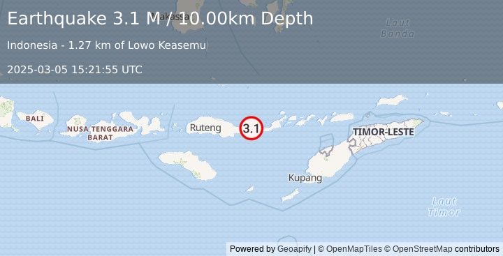 Earthquake Flores Region, Indonesia (3.1 M) (2025-03-05 15:21:55 UTC)