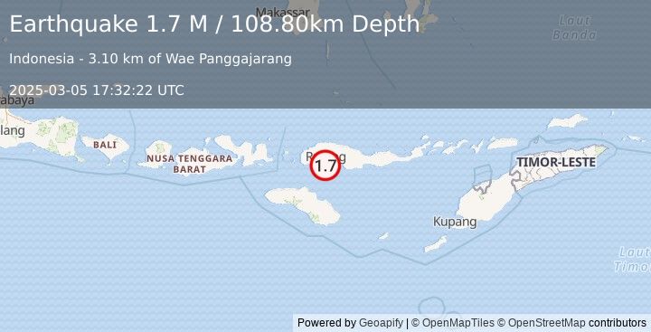 Earthquake Flores Region, Indonesia (1.7 M) (2025-03-05 17:32:22 UTC)