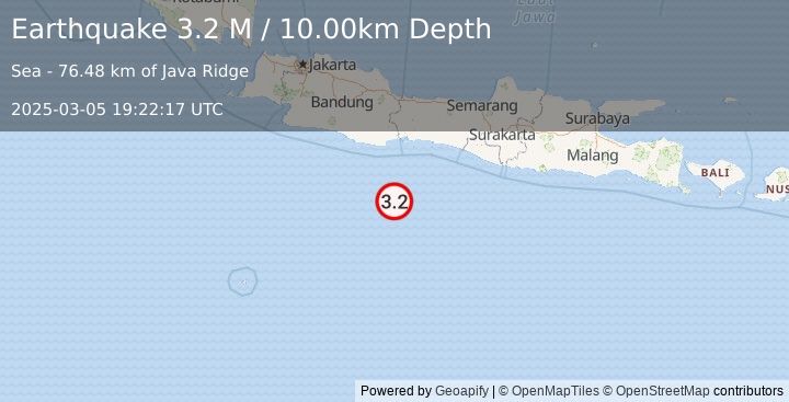 Earthquake Java, Indonesia (3.2 M) (2025-03-05 19:22:17 UTC)