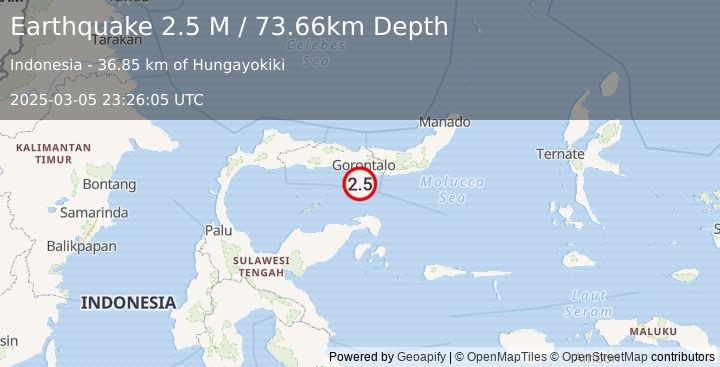 Earthquake Minahassa Peninsula, Sulawesi (2.5 M) (2025-03-05 23:26:05 UTC)