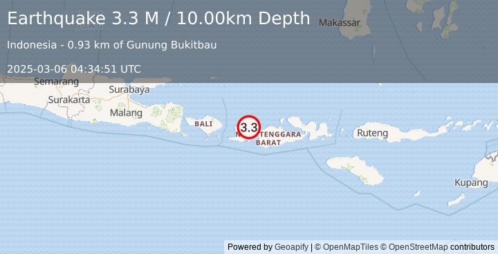 Earthquake Sumbawa Region, Indonesia (3.3 M) (2025-03-06 04:34:51 UTC)