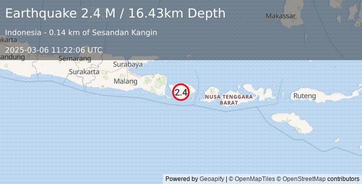 Earthquake Bali Region, Indonesia (2.4 M) (2025-03-06 11:22:06 UTC)