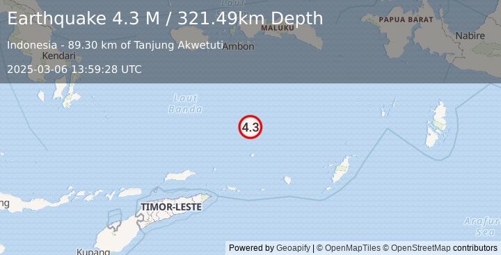 Earthquake Banda Sea (4.3 M) (2025-03-06 13:59:28 UTC)