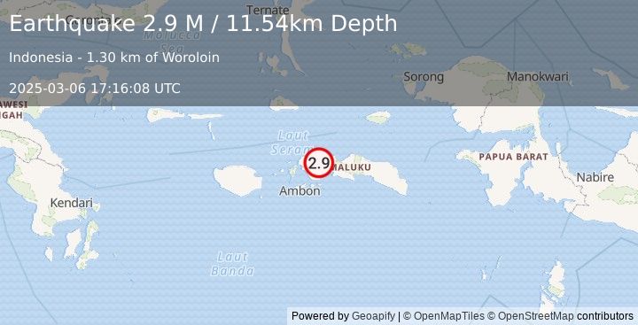 Earthquake Seram, Indonesia (2.9 M) (2025-03-06 17:16:08 UTC)