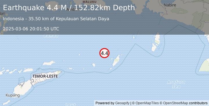 Earthquake Banda Sea (4.4 M) (2025-03-06 20:01:49 UTC)