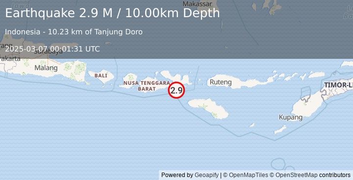 Earthquake Sumbawa Region, Indonesia (2.9 M) (2025-03-07 00:01:31 UTC)