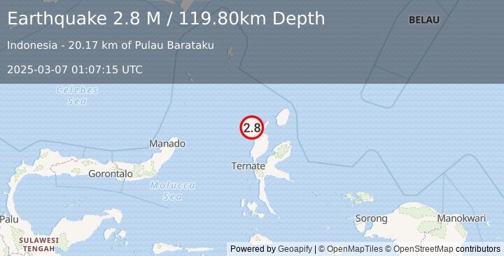 Earthquake Halmahera, Indonesia (2.8 M) (2025-03-07 01:07:15 UTC)