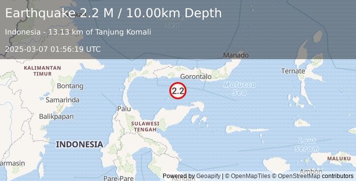 Earthquake Minahassa Peninsula, Sulawesi (2.2 M) (2025-03-07 01:56:19 UTC)