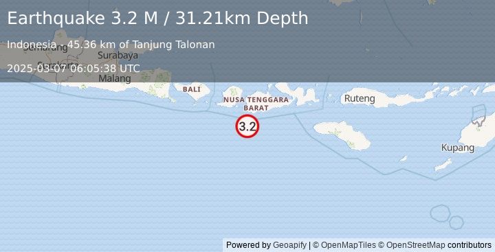 Earthquake Sumbawa Region, Indonesia (3.2 M) (2025-03-07 06:05:38 UTC)