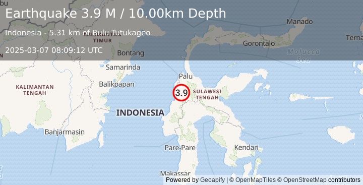 Earthquake Sulawesi, Indonesia (3.9 M) (2025-03-07 08:09:13 UTC)