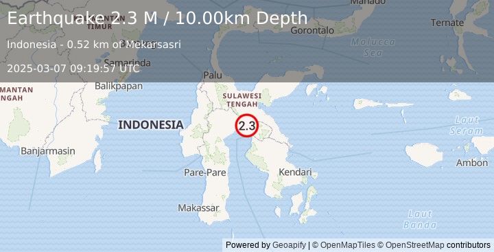 Earthquake Sulawesi, Indonesia (2.3 M) (2025-03-07 09:19:57 UTC)