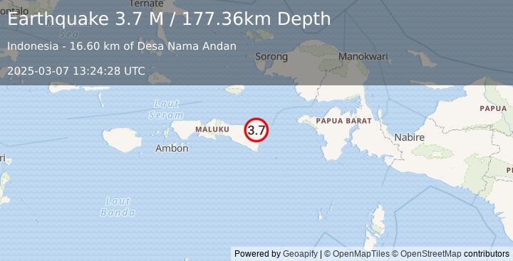 Earthquake Seram, Indonesia (3.7 M) (2025-03-07 13:24:28 UTC)