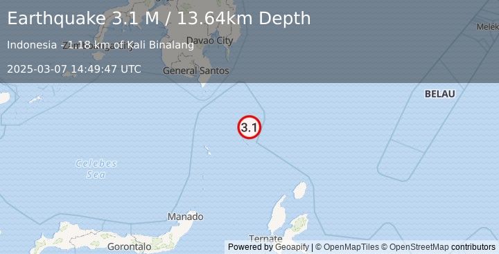 Earthquake Talaud Islands, Indonesia (3.1 M) (2025-03-07 14:49:47 UTC)