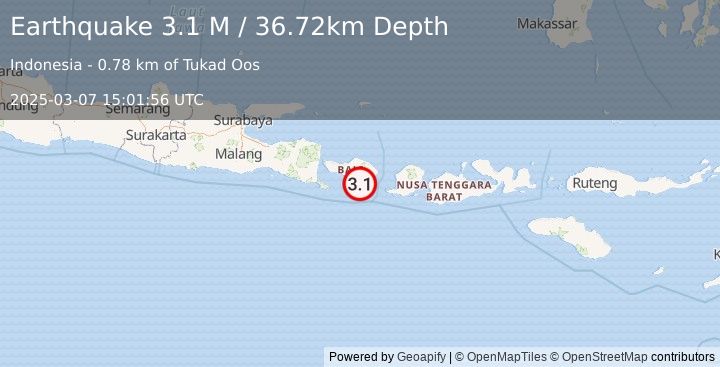 Earthquake Bali Region, Indonesia (3.1 M) (2025-03-07 15:01:56 UTC)