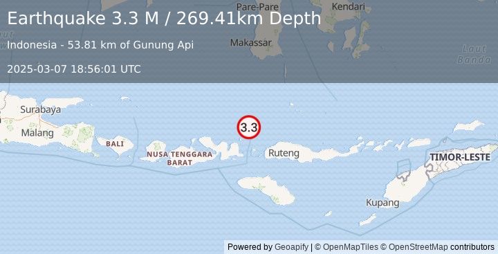 Earthquake Flores Sea (3.3 M) (2025-03-07 18:56:01 UTC)