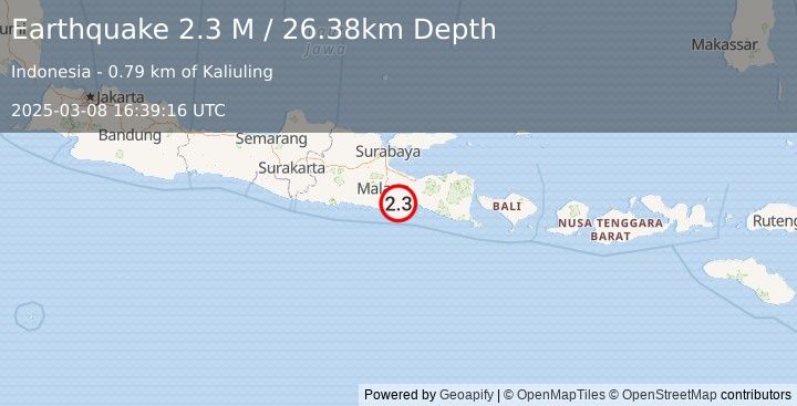 Earthquake Java, Indonesia (2.3 M) (2025-03-08 16:39:16 UTC)