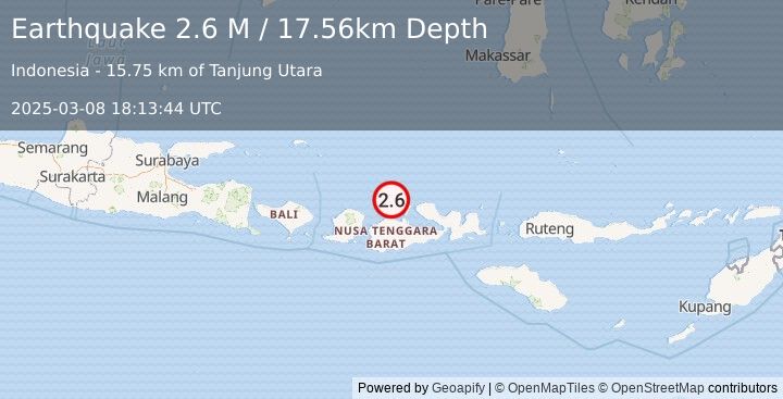 Earthquake Sumbawa Region, Indonesia (2.6 M) (2025-03-08 18:13:44 UTC)