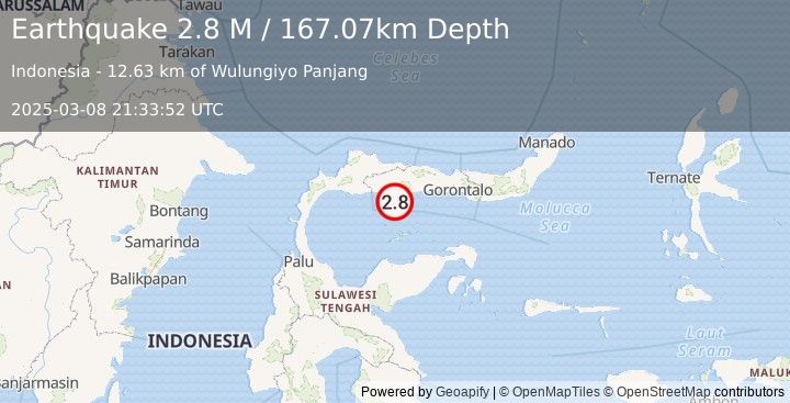 Earthquake Minahassa Peninsula, Sulawesi (2.8 M) (2025-03-08 21:33:52 UTC)