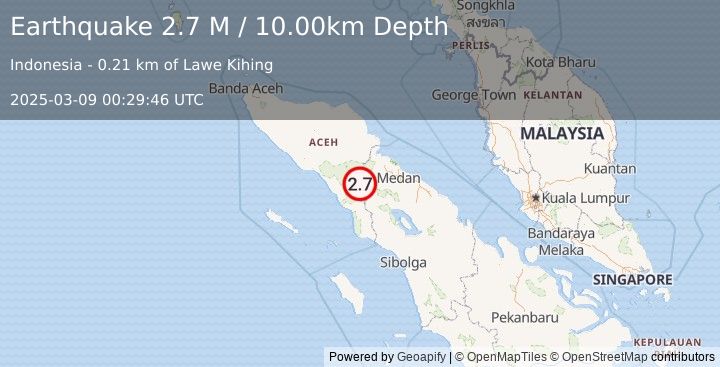 Earthquake Northern Sumatra, Indonesia (2.7 M) (2025-03-09 00:29:46 UTC)