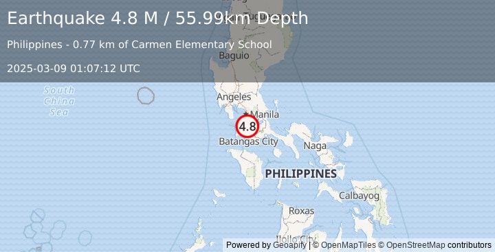 Earthquake Luzon, Philippines (4.8 M) (2025-03-09 01:07:12 UTC)