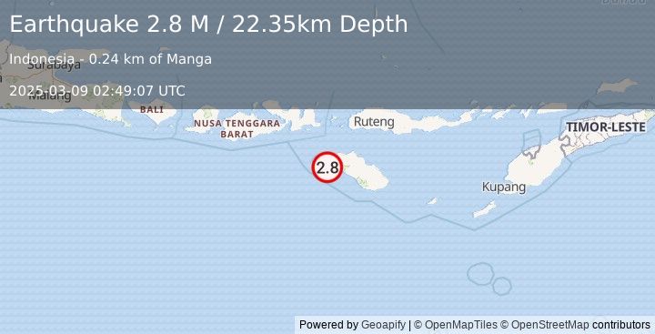 Earthquake Sumba Region, Indonesia (2.8 M) (2025-03-09 02:49:07 UTC)