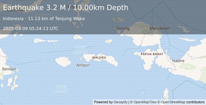 Earthquake Seram, Indonesia (3.2 M) (2025-03-09 05:24:13 UTC)