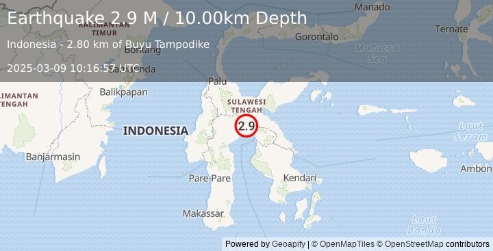 Earthquake Sulawesi, Indonesia (2.9 M) (2025-03-09 10:16:57 UTC)