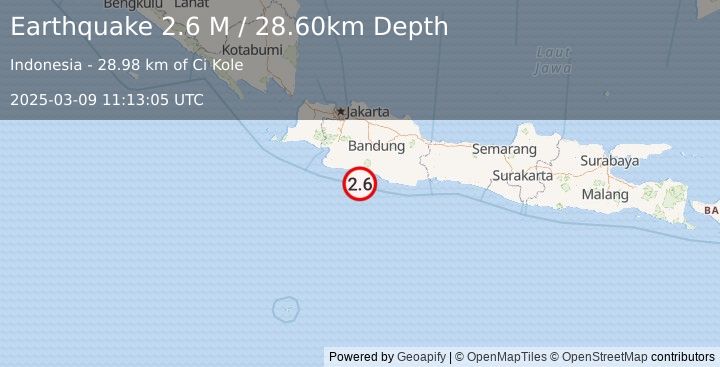 Earthquake Java, Indonesia (2.6 M) (2025-03-09 11:13:05 UTC)