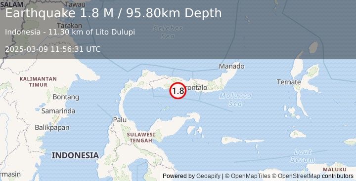 Earthquake Minahassa Peninsula, Sulawesi (1.8 M) (2025-03-09 11:56:31 UTC)