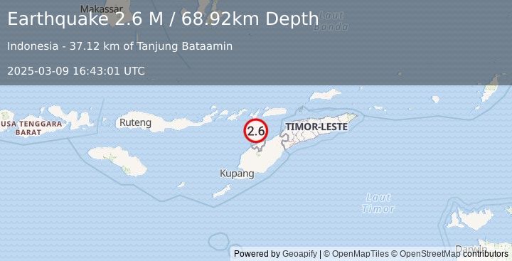 Earthquake Timor Region (2.6 M) (2025-03-09 16:43:01 UTC)