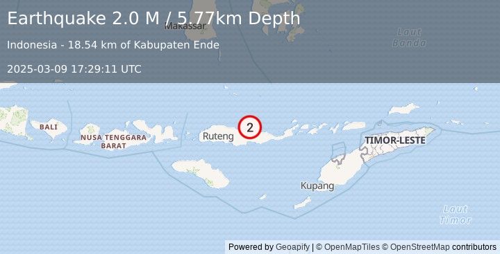 Earthquake Flores Region, Indonesia (2.0 M) (2025-03-09 17:29:11 UTC)