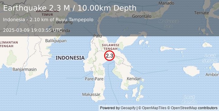 Earthquake Sulawesi, Indonesia (2.2 M) (2025-03-09 19:04:23 UTC)