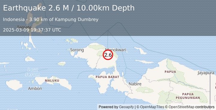 Earthquake West Papua Region, Indonesia (2.6 M) (2025-03-09 19:37:37 UTC)