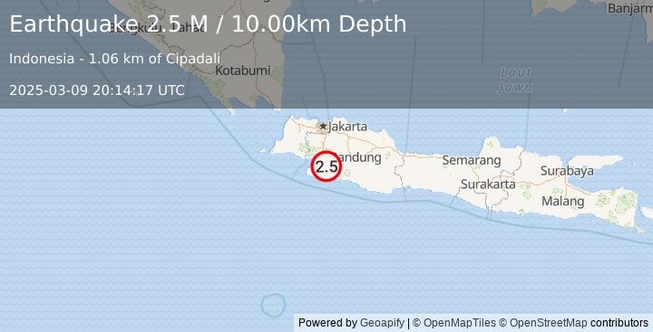 Earthquake Java, Indonesia (2.5 M) (2025-03-09 20:14:17 UTC)