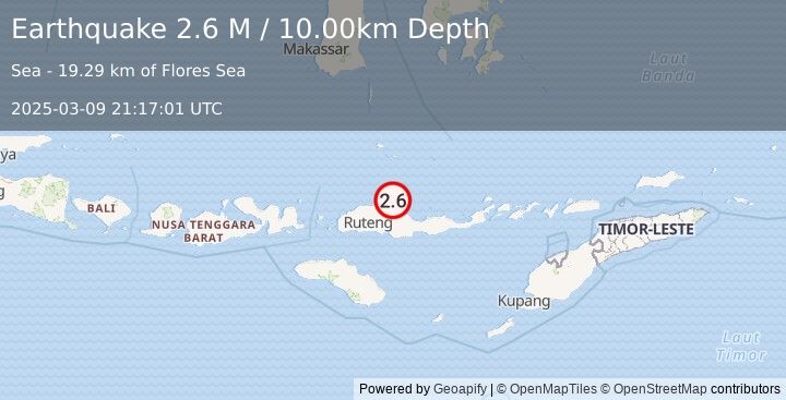 Earthquake Flores Region, Indonesia (2.6 M) (2025-03-09 21:17:01 UTC)