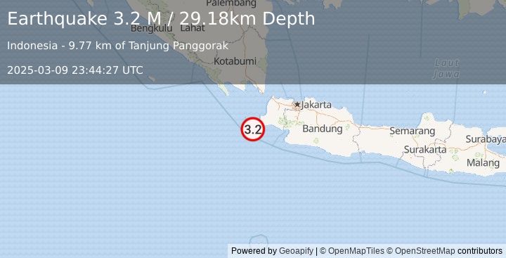 Earthquake Sunda Strait, Indonesia (3.2 M) (2025-03-09 23:44:27 UTC)