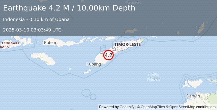 Earthquake Timor Region (4.2 M) (2025-03-10 03:03:49 UTC)