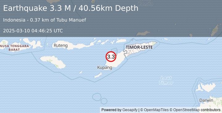 Earthquake Timor Region (3.3 M) (2025-03-10 04:46:25 UTC)