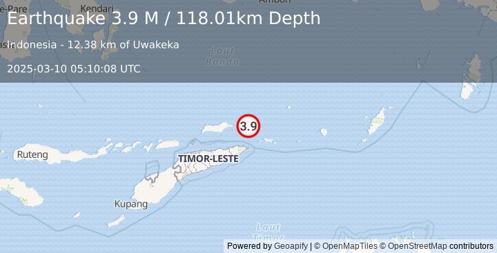 Earthquake Banda Sea (3.9 M) (2025-03-10 05:10:08 UTC)