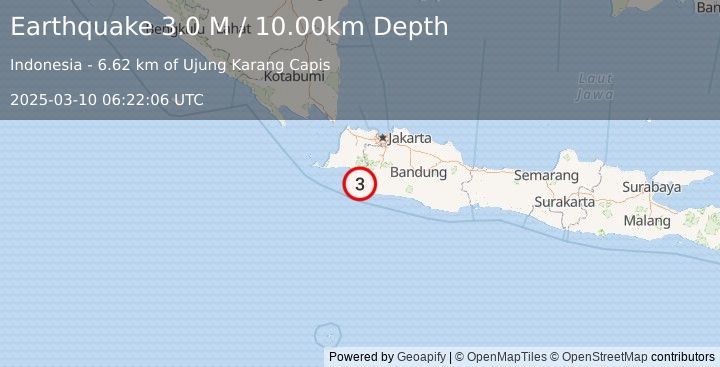 Earthquake Java, Indonesia (3.0 M) (2025-03-10 06:22:06 UTC)