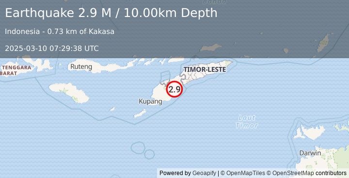 Earthquake Timor Region (3.1 M) (2025-03-10 07:29:39 UTC)