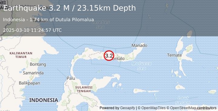 Earthquake Minahassa Peninsula, Sulawesi (3.2 M) (2025-03-10 11:24:57 UTC)