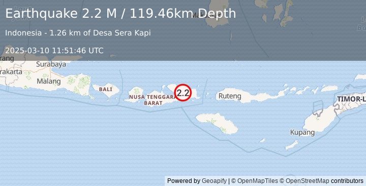 Earthquake Sumbawa Region, Indonesia (2.2 M) (2025-03-10 11:51:46 UTC)