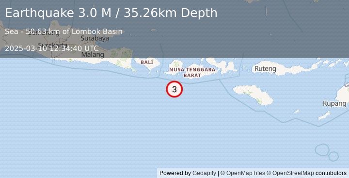 Earthquake Sumbawa Region, Indonesia (3.0 M) (2025-03-10 12:34:40 UTC)