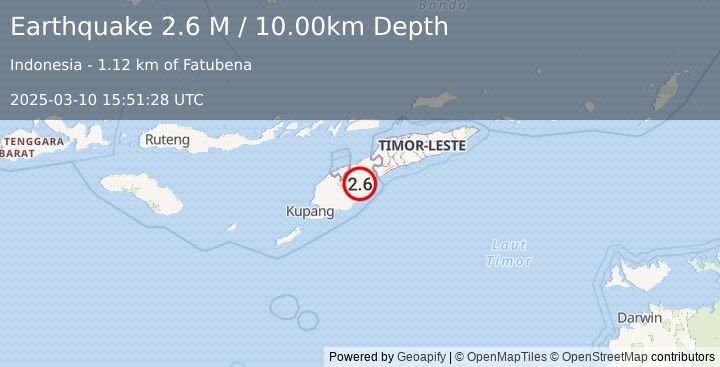 Earthquake Timor Region (2.6 M) (2025-03-10 15:51:28 UTC)