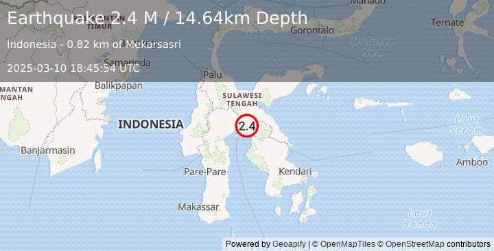 Earthquake Sulawesi, Indonesia (2.4 M) (2025-03-10 18:45:54 UTC)