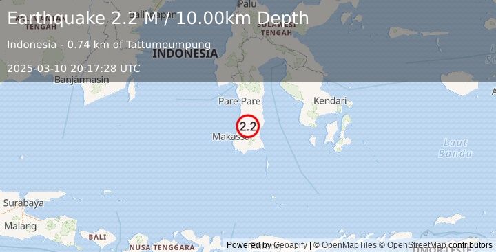 Earthquake Sulawesi, Indonesia (2.2 M) (2025-03-10 20:17:28 UTC)