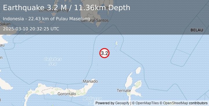 Earthquake Talaud Islands, Indonesia (3.2 M) (2025-03-10 20:32:25 UTC)